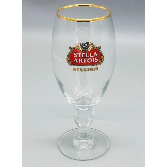 Stella Artois Belgium Stemmed Beer Glassware Clear Stem Length 2" Height 8" READ - Picture 1 of 8